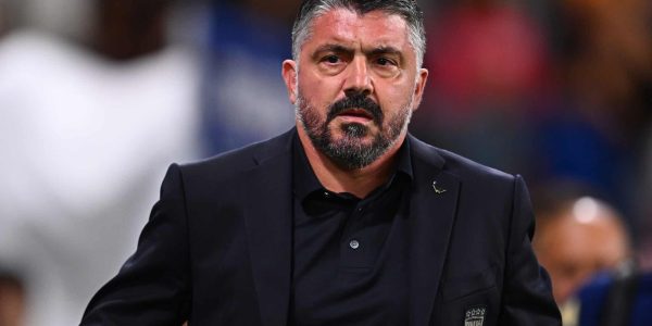 BERGAMO, ITALY - SEPTEMBER 05: Coach Gennaro Gattuso of Italy looks on prior to the National anthems prior to the FIFA World Cup 2026 qualifier match between Italy and Estonia at Stadio di Bergamo on September 05, 2025 in Bergamo, Italy. (Photo by Mattia Ozbot/Getty Images)