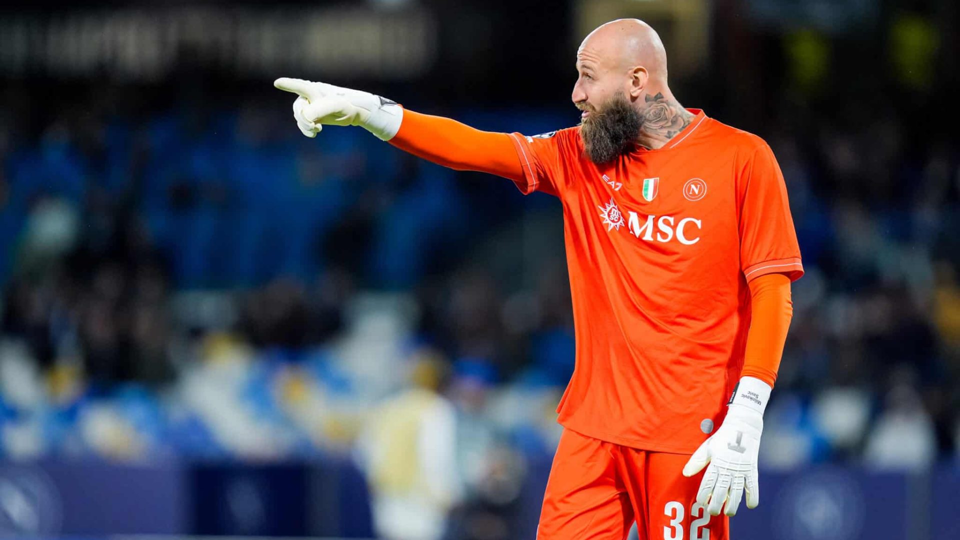 Vanja Milinkovic-Savic of SSC Napoli gestures during the UEFA Champions League 2025/26 League Phase MD2 match between SSC Napoli and Sporting Lisbon at Stadio Diego Armando Maradona on October 1, 2025 in Neaples, Italy. (Photo by Giuseppe Maffia/NurPhoto via Getty Images)