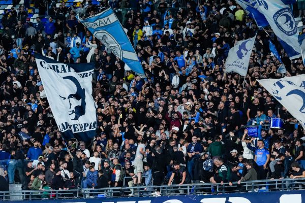 Supporters of SSC Napoli during the UEFA Champions League 2025/26 League Phase MD2 match between SSC Napoli and Sporting Lisbon at Stadio Diego Armando Maradona on October 1, 2025 in Neaples, Italy. (Photo by Giuseppe Maffia/NurPhoto via Getty Images)