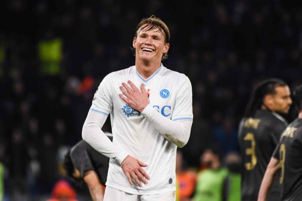 NAPLES, ITALY - NOVEMBER 25: Scott McTominay of SSC Napoli celebrates after scoring a goal to make it 2-0 during the UEFA Champions League 2025/26 League Phase MD5 match between SSC Napoli and Qarabag FK at Stadio Diego Armando Maradona on November 25, 2025 in Naples, Italy. (Photo by Ivan Romano/Getty Images)