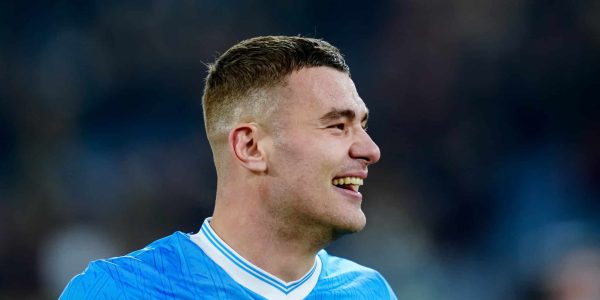 Alessandro Buongiorno of SSC Napoli celebrates the victory at the end of the Serie A Enilive match between AS Roma and SSC Napoli at Stadio Olimpico on November 30, 2025 in Rome, Italy. (Photo by Giuseppe Maffia/NurPhoto via Getty Images)