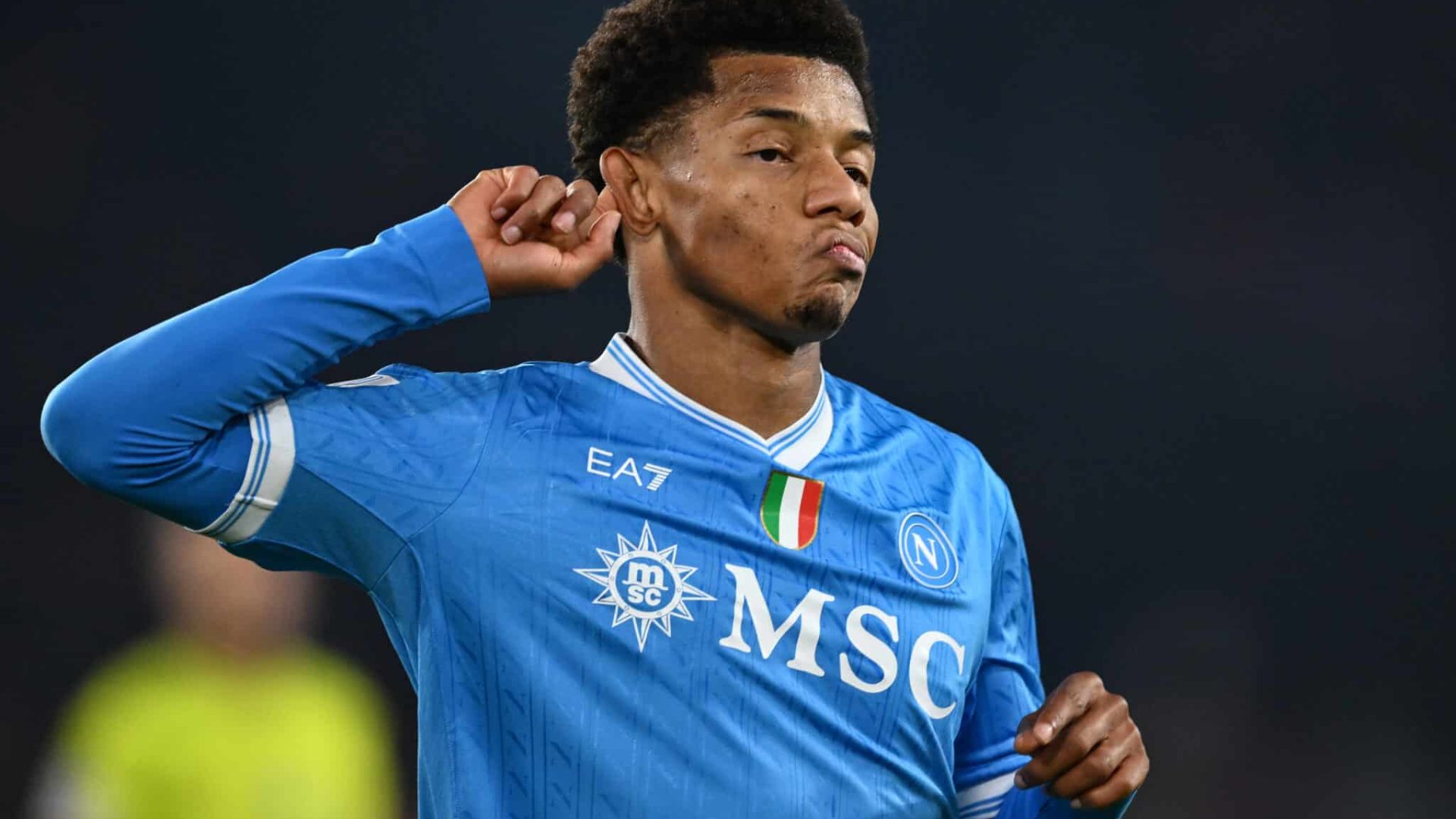 ROME, ITALY - NOVEMBER 30: David Neres of Napoli celebrates his goal during the Serie A match between AS Roma and SSC Napoli at Stadio Olimpico on November 30, 2025 in Rome, Italy. (Photo by Image Photo Agency/Getty Images)