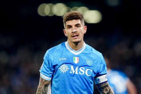 Giovanni Di Lorenzo of SSC Napoli looks on during the serie Serie A Enilive match between SSC Napoli and Juventus FC at Stadio Diego Armando Maradona on December 7, 2025 in Naples, Italy  (Photo by Giuseppe Maffia/NurPhoto via Getty Images)
