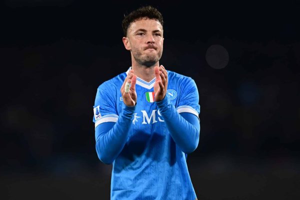 NAPLES, ITALY - DECEMBER 07: Amir Rrahmani of Napoli celebrates at the end of the match of  the Serie A match between SSC Napoli and Juventus FC at Stadio Diego Armando Maradona on December 07, 2025 in Naples, Italy. (Photo by Image Photo Agency/Getty Images)