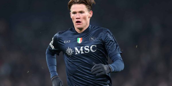 COPENHAGEN, DENMARK - JANUARY 20: Scott McTominay of SSC Napoli looks on during the UEFA Champions League 2025/26 League Phase MD7 match between F.C. Copenhagen and SSC Napoli at Parken Stadium on January 20, 2026 in Copenhagen, Denmark. (Photo by Alex Pantling - UEFA/UEFA via Getty Images)