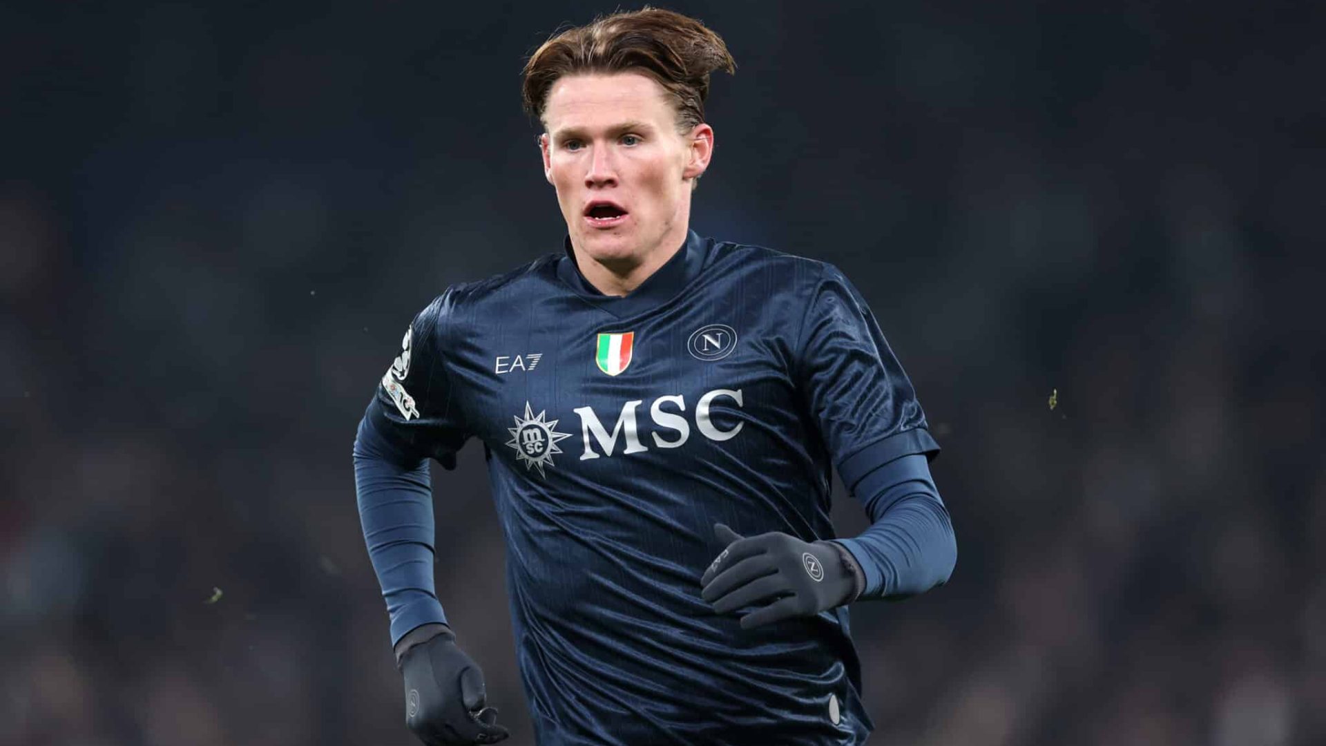COPENHAGEN, DENMARK - JANUARY 20: Scott McTominay of SSC Napoli looks on during the UEFA Champions League 2025/26 League Phase MD7 match between F.C. Copenhagen and SSC Napoli at Parken Stadium on January 20, 2026 in Copenhagen, Denmark. (Photo by Alex Pantling - UEFA/UEFA via Getty Images)
