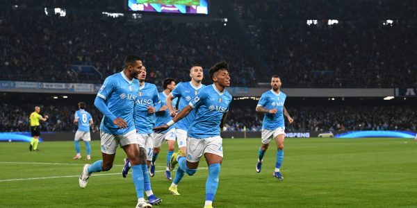 NAPLES, ITALY - MARCH 06: Alisson Santos of SSC Napoli celebrates after scoring the opening goal during the Serie A match between SSC Napoli and Torino FC at Stadio Diego Armando Maradona on March 06, 2026 in Naples, Italy. (Photo by SSC NAPOLI/SSC NAPOLI via Getty Images)