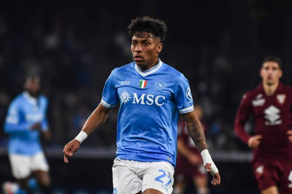 NAPLES, ITALY - MARCH 06: Alisson Santos of SSC Napoli during the Serie A match between SSC Napoli and Torino FC at Stadio Diego Armando Maradona on March 06, 2026 in Naples, Italy. (Photo by Ivan Romano/Getty Images)
