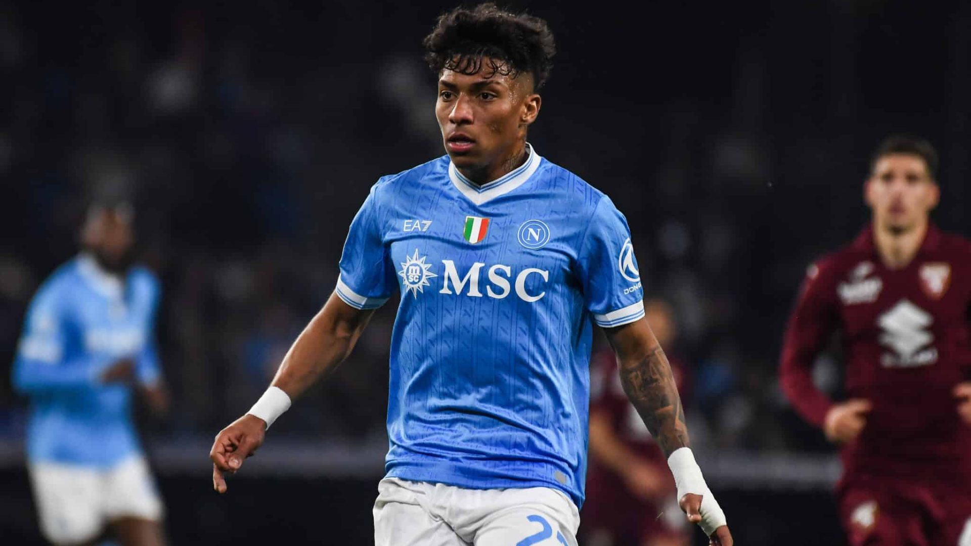 NAPLES, ITALY - MARCH 06: Alisson Santos of SSC Napoli during the Serie A match between SSC Napoli and Torino FC at Stadio Diego Armando Maradona on March 06, 2026 in Naples, Italy. (Photo by Ivan Romano/Getty Images)