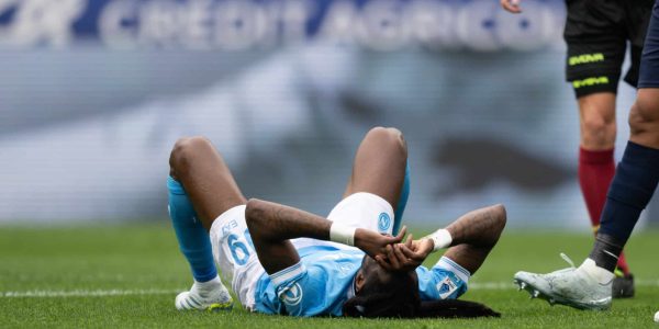 PARMA, ITALY - APRIL 12: Andre Zambo Anguissa in action during the Serie A match between Parma Calcio 1913 and SSC Napoli at Stadio Ennio Tardini on April 12, 2026 in Parma, Italy. (Photo by SSC Napoli via Getty Images)
