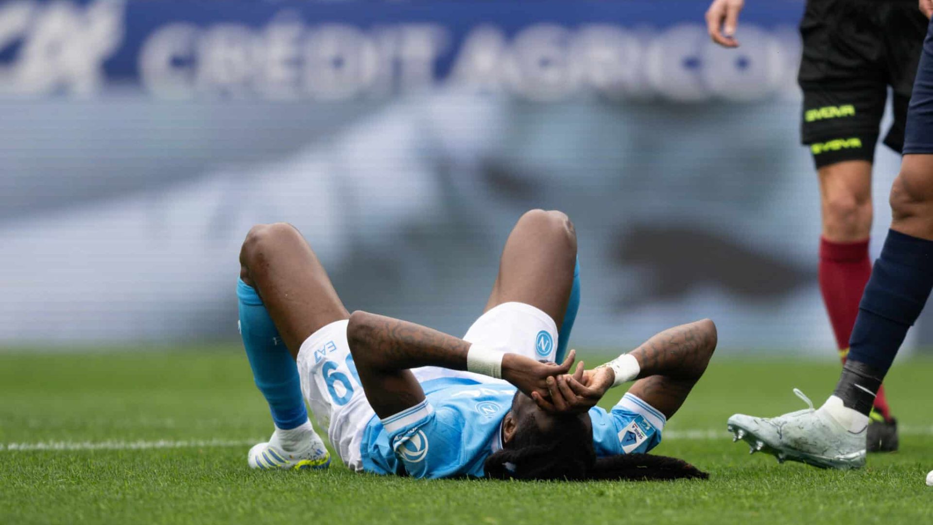PARMA, ITALY - APRIL 12: Andre Zambo Anguissa in action during the Serie A match between Parma Calcio 1913 and SSC Napoli at Stadio Ennio Tardini on April 12, 2026 in Parma, Italy. (Photo by SSC Napoli via Getty Images)