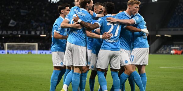 NAPLES, ITALY - APRIL 24: Scott McTominay of SSC Napoli celebrates after scoring his side first goal during the Serie A match between SSC Napoli and US Cremonese at Stadio Diego Armando Maradona on April 24, 2026 in Naples, Italy. (Photo by Francesco Pecoraro/Getty Images)