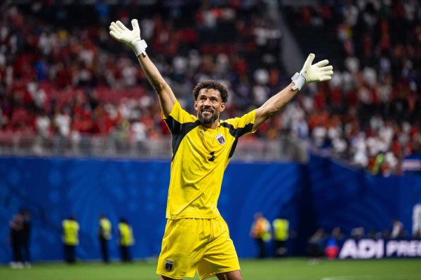ATLANTA, GEORGIA - JUNE 15: Vozinha of Cabo Verde celebrates  after the FIFA World Cup 2026 Group H match  between Spain and Cabo Verde at Atlanta Stadium on June 15, 2026 in Atlanta, Georgia. (Photo by Marvin Ibo Guengoer - GES Sportfoto/Getty Images)
