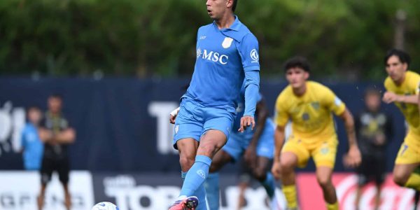 DIMARO, ITALY - JULY 26: Giovane Santana of Napoli scores goal during pre-season friendly match between Napoli v Carrarese at Centro Sportivo Dimaro on July 26, 2026 in Dimaro, Italy. (Photo by Image Photo Agency/Getty Images)
