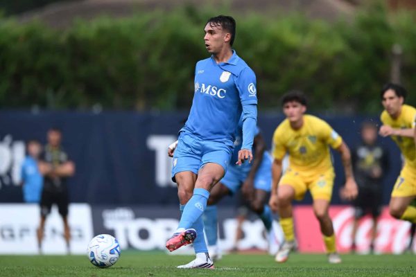 DIMARO, ITALY - JULY 26: Giovane Santana of Napoli scores goal during pre-season friendly match between Napoli v Carrarese at Centro Sportivo Dimaro on July 26, 2026 in Dimaro, Italy. (Photo by Image Photo Agency/Getty Images)