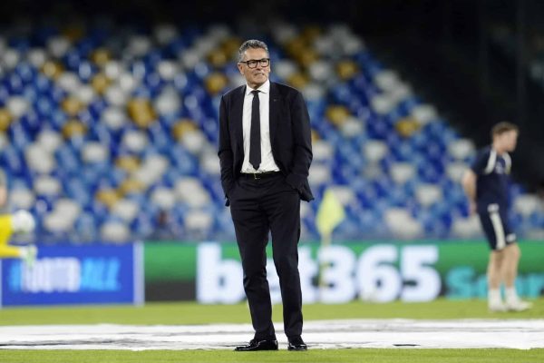 Naples, Italy - October 20: Assistant Coach Marco Landucci of SSC Napoli looks on during the UEFA Champions League 2026/2027 match between Napoli and FK Bodo/Glimt at Stadio Diego Armando Maradona on October 20, 2026 in Naples, Italy. (Photo by Matteo Ciambelli/DeFodi Images/DeFodi via Getty Images)