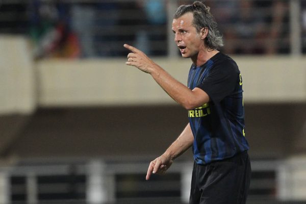 HERAKLION, GREECE - JUNE 07:  Francesco Colonnese of Inter Forever gestures during the friendlt match between Greece 2004 and Inter Forever at Pankrition Stadium on June 7, 2017 in Heraklion, Greece.  (Photo by Marco Luzzani - Inter/FC Internazionale via Getty Images)