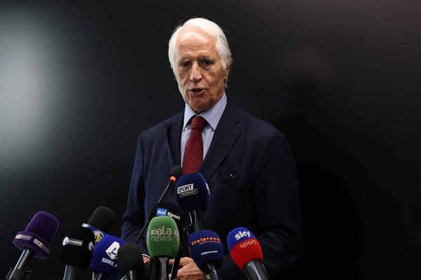 MILAN, ITALY - JULY 23: President FIGC Giovanni Malago speaks with the media during FIGC Management Meet Lega Serie A press conference on July 23, 2026 in Milan, Italy. (Photo by Claudio Villa - FIGC/FIGC via Getty Images)