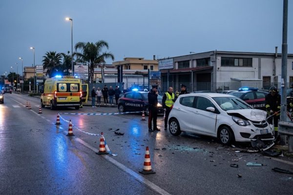Incidente mortale a Varcaturo sulla SS7 Quater: 22enne travolto da un'auto dopo essere sceso per segnalare un precedente incidente.
