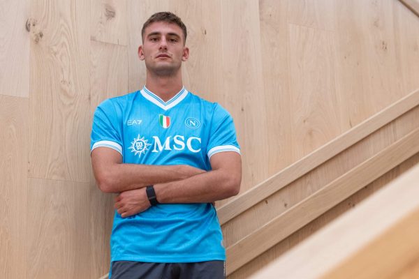 NAPLES, ITALY - JULY 18: New SSC Napoli signing Lorenzo Lucca is presented at the club’s 2025/26 pre-season training camp on July 18, 2025 in Dimaro, Trento, Italy. The Italian striker joins from Udinese. (Photo by SSC NAPOLI/SSC NAPOLI via Getty Images)
