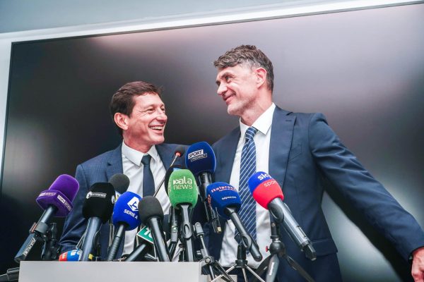 Paolo Maldini, Technical Director of the FIGC and President of Club Italia, and Leonardo, Advisor to Club Italia, attend a meeting at the Serie A League headquarters in Milan, Italy, on July 23, 2026. (Photo by Emanuele Roberto De Carli/NurPhoto via Getty Images)