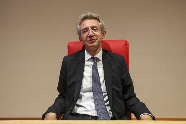 NAPLES, ITALY - 2022/10/17: The mayor of Naples, Gaetano Manfredi, during the inauguration of the new headquarters of the Federico II University of Naples, in the Scampia district. (Photo by Marco Cantile/LightRocket via Getty Images)