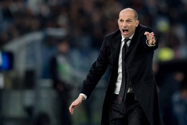 Massimiliano Allegri Head Coach of AC Milan gestures during the serie Serie A Enilive match between SS Lazio and AC Milan at Olimpico on March 15, 2026 in Rome, Italy  (Photo by Giuseppe Maffia/NurPhoto via Getty Images)