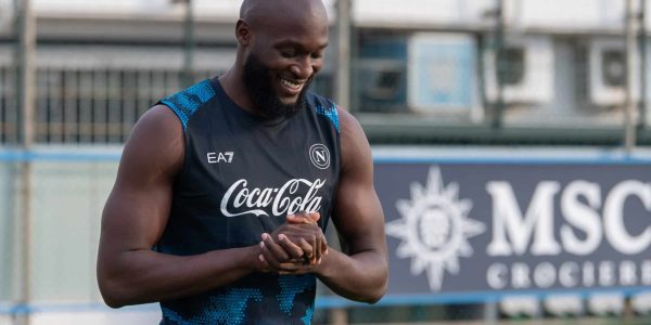 NAPLES, ITALY - AUGUST 29: SSC Napoli player Romelu Lukaku attends his first training at SSC Napoli Training Center on August 29, 2024 in Castel Volturno (Caserta), Italy. (Photo by SSC NAPOLI/SSC NAPOLI via Getty Images)