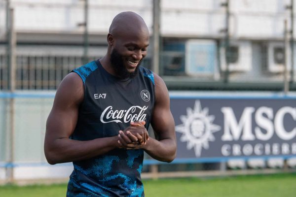 NAPLES, ITALY - AUGUST 29: SSC Napoli player Romelu Lukaku attends his first training at SSC Napoli Training Center on August 29, 2024 in Castel Volturno (Caserta), Italy. (Photo by SSC NAPOLI/SSC NAPOLI via Getty Images)