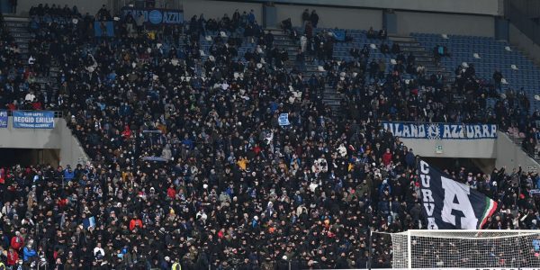 Napoli fans in Reggio Emilia during the italian soccer Serie A match US Sassuolo vs SSC Napoli on December 01, 2021 at the MAPEI Stadium in Reggio Emilia, Italy (Photo by Alessio Tarpini/LiveMedia/NurPhoto via Getty Images)
