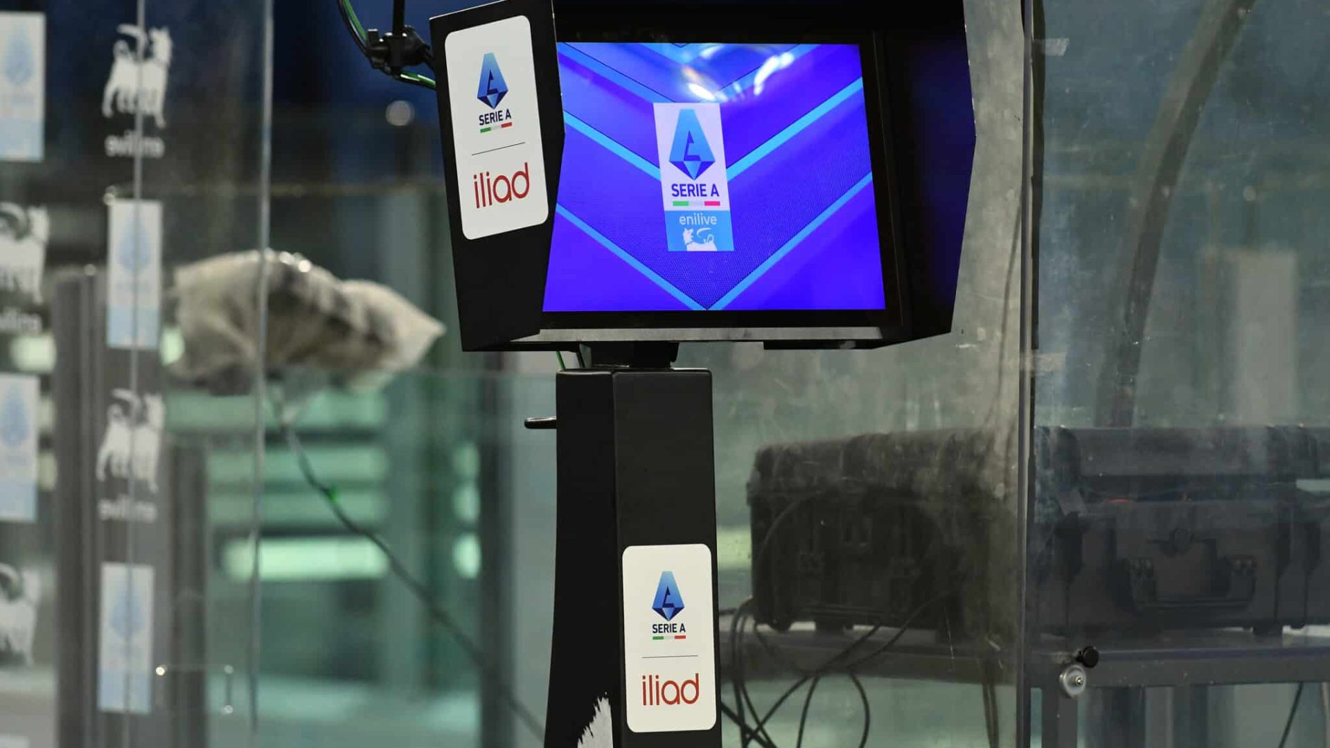 VAR system during the match Lazio-Verona at the Olympic stadium. Rome (Italy), September 16th, 2024 (Photo by Massimo Insabato/Archivio Massimo Insabato/Mondadori Portfolio via Getty Images)