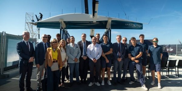 19 October 2026. Louis Vuitton 38th America's Cup - Preliminary Regatta Sardinia, Preliminary Regatta Sardinia. Official launch of La Roche-Posay, the first AC75 in the Gulf of Naples.