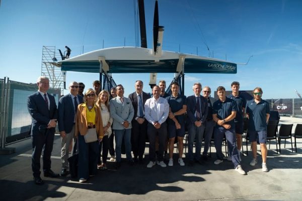 19 October 2026. Louis Vuitton 38th America's Cup - Preliminary Regatta Sardinia, Preliminary Regatta Sardinia. Official launch of La Roche-Posay, the first AC75 in the Gulf of Naples.