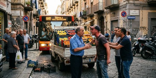 Autista aggredito a Napoli dopo aver chiesto di spostare un camion della frutta: il caso di Santa Teresa degli Scalzi raccontato in diretta.