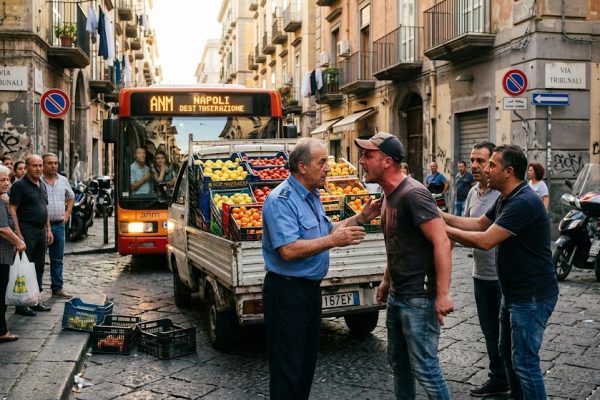Autista aggredito a Napoli dopo aver chiesto di spostare un camion della frutta: il caso di Santa Teresa degli Scalzi raccontato in diretta.