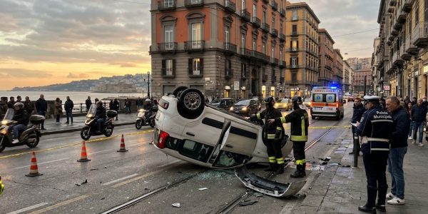 auto ribaltata corso vittorio emanuele