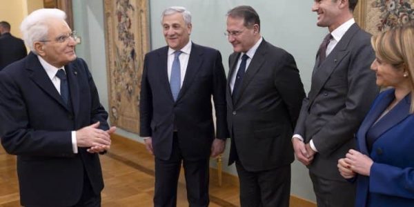 Il Presidente Sergio Mattarella con Antonio Tajani, Ministro degli affari esteri e della cooperazione internazionale, Edmondo Cirielli, Vice Ministro degli affari esteri e della cooperazione internazionale, Giorgio Silli, e Maria Tripodi, Sottosegretari d