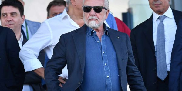 The Napoli president Aurelio De Laurentiis during the match Frosinone-Napoli at the Benito Stirpe stadium. Frosinone (Italy), August 19th, 2023 (Photo by Massimo Insabato/Archivio Massimo Insabato/Mondadori Portfolio via Getty Images)