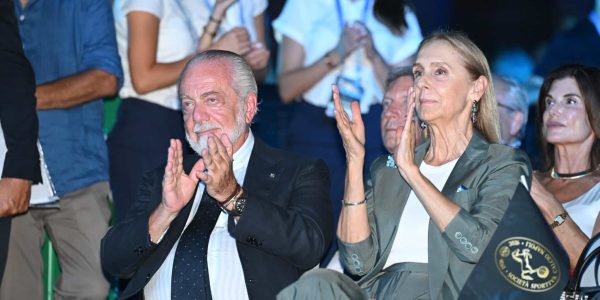 NAPLES, ITALY - AUGUST 01: Aurelio de Laurentiis of Napoli during the SSC Napoli 100 Year Anniversary on August 01, 2026 in Naples, Italy. (Photo by SSC NAPOLI/SSC NAPOLI via Getty Images)