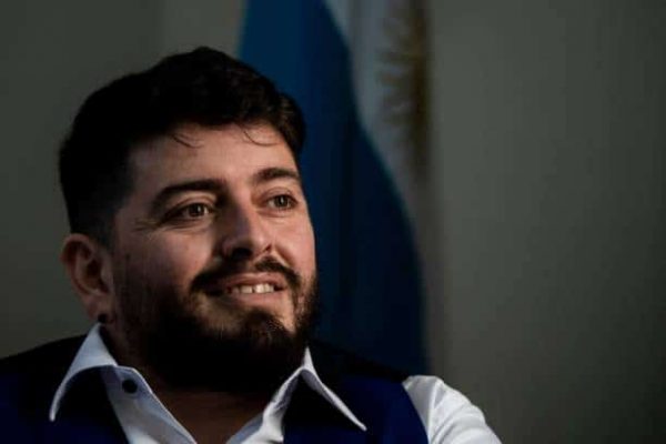 The Italian son of the late football idol Diego Maradona, Diego Armando Maradona Sinagra, known as Diego Junior, poses after he was granted the Argentine nationality on March 25, 2021 during a ceremony at the Argentine consulate in Rome. (Photo by Tiziana FABI / AFP) (Photo by TIZIANA FABI/AFP via Getty Images)