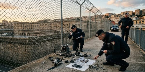 Drone diretto al carcere di Poggioreale abbattuto dalla Polizia Penitenziaria: a bordo un iPhone di ultima generazione e 150 gr di hashish.