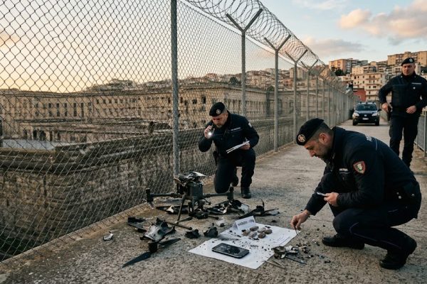 Drone diretto al carcere di Poggioreale abbattuto dalla Polizia Penitenziaria: a bordo un iPhone di ultima generazione e 150 gr di hashish.