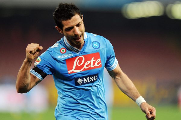 NAPLES, ITALY - APRIL 07:  Blerim Dzemaili of Napoli celebrates after scoring his team's second goal during the Serie A match between SSC Napoli and Genoa CFC at Stadio San Paolo on April 7, 2013 in Naples, Italy.  (Photo by Giuseppe Bellini/Getty Images)
