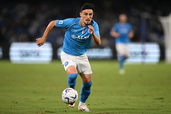 NAPLES, ITALY - AUGUST 27: Eljif Elmas of SSC Napoli during the Serie A TIM match between SSC Napoli and US Sassuolo at Stadio Diego Armando Maradona on August 27, 2023 in Naples, Italy. (Photo by Francesco Pecoraro/Getty Images)