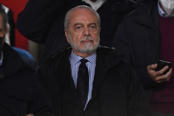 Aurelio De Laurentiis president of SSC Napoli during the Serie A match between SSC Napoli and SS Lazio at Stadio Diego Armando Maradona Naples Italy on 28 November 2021. (Photo by Franco Romano/NurPhoto via Getty Images)