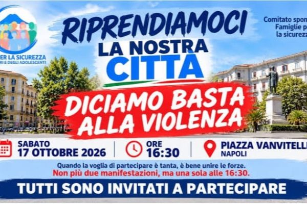 Il 17 ottobre manifestazione al Vomero per la sicurezza. Iniziativa della Rete per la Sicurezza dei Minori e degli Adolescenti.