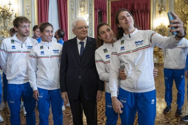 Il Presidente della Repubblica Sergio Mattarella in occasione dell’incontro con la Nazionale italiana di atletica leggera vincitrice della Coppa Europa e con la Nazionale italiana di Pentathlon moderno vincitrice del Campionato del mondo a squadre