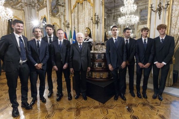 Il Presidente Sergio Mattarella in occasione dell’incontro con la Nazionale italiana maschile di Tennis vincitrice della Coppa Davis 2023