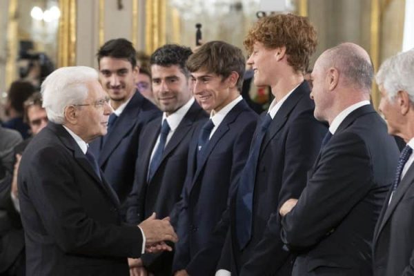 Il Presidente Sergio Mattarella in occasione dell’incontro con la Nazionale italiana maschile di Tennis vincitrice della Coppa Davis 2023