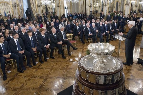 Il Presidente Sergio Mattarella in occasione dell’incontro con la Nazionale italiana maschile di Tennis vincitrice della Coppa Davis 2023